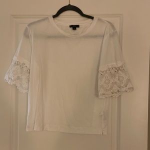 J Crew white lace trim tee